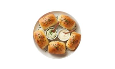 Pizzabrötchen (6 Stück) <br> mit Kräuterbutter oder Aioli