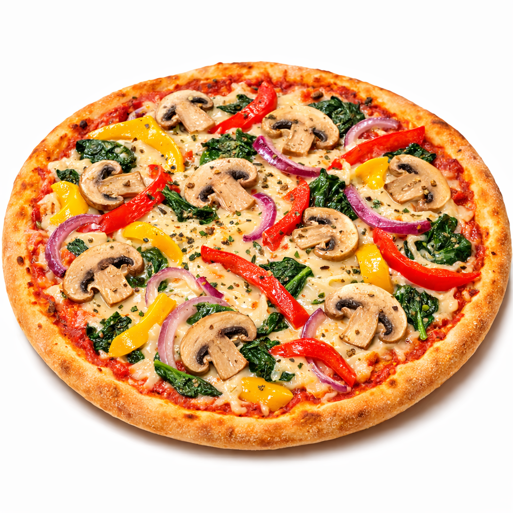 Vegan quattro stagioni pizza close-up
