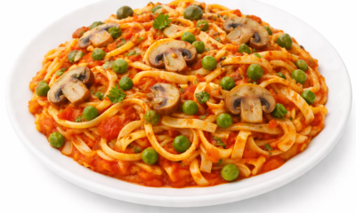 Vibrant vegan tagliatelle pasta dish