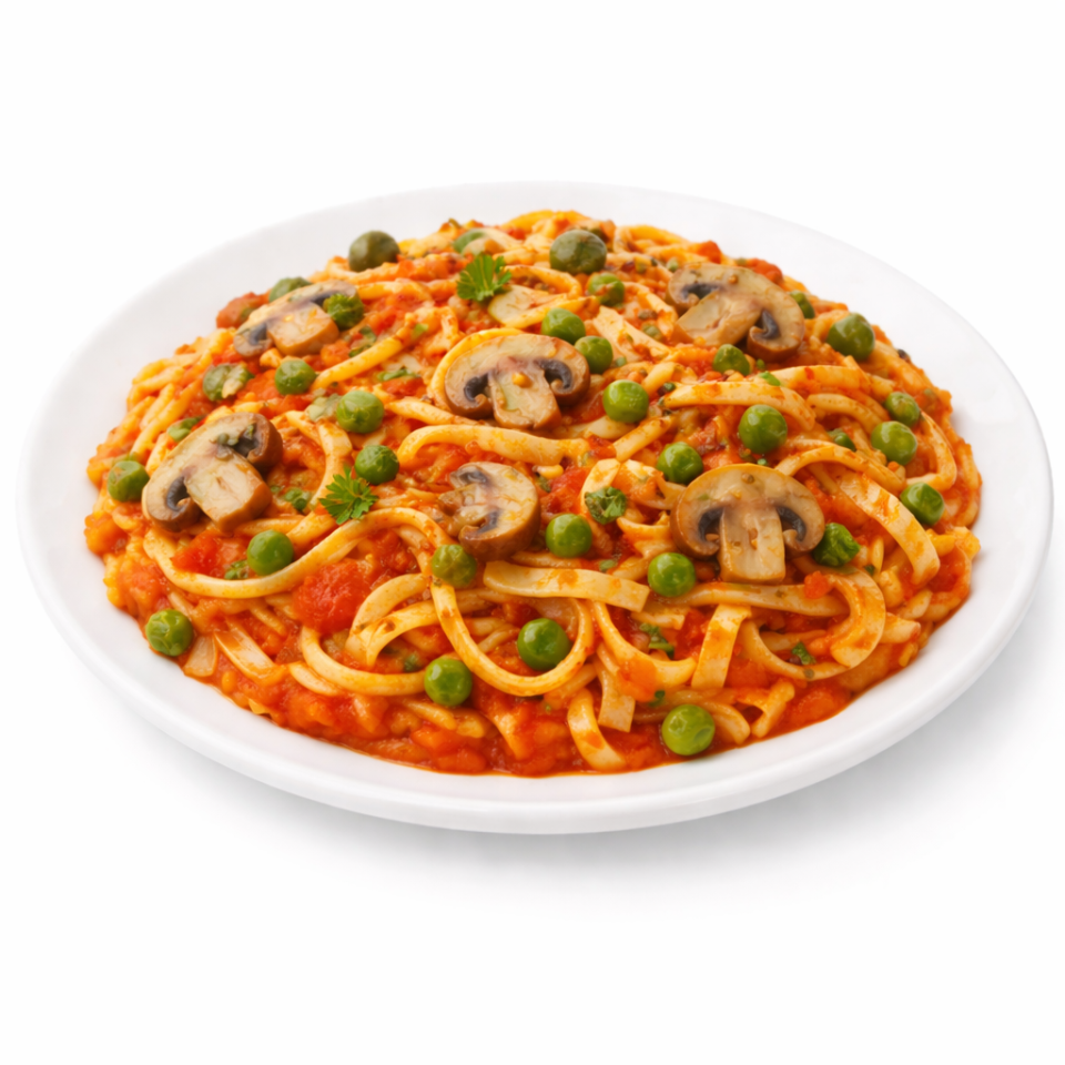Vibrant vegan tagliatelle pasta dish